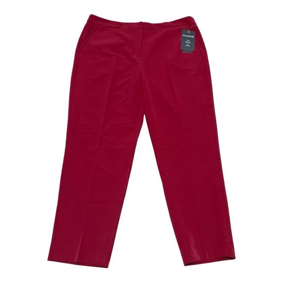 Zac & Rachel Pants - Zac & Rachel Bond 18 Garnet Red Ruffle Detail Slim Ankle Dress Pants Size 14 NWT